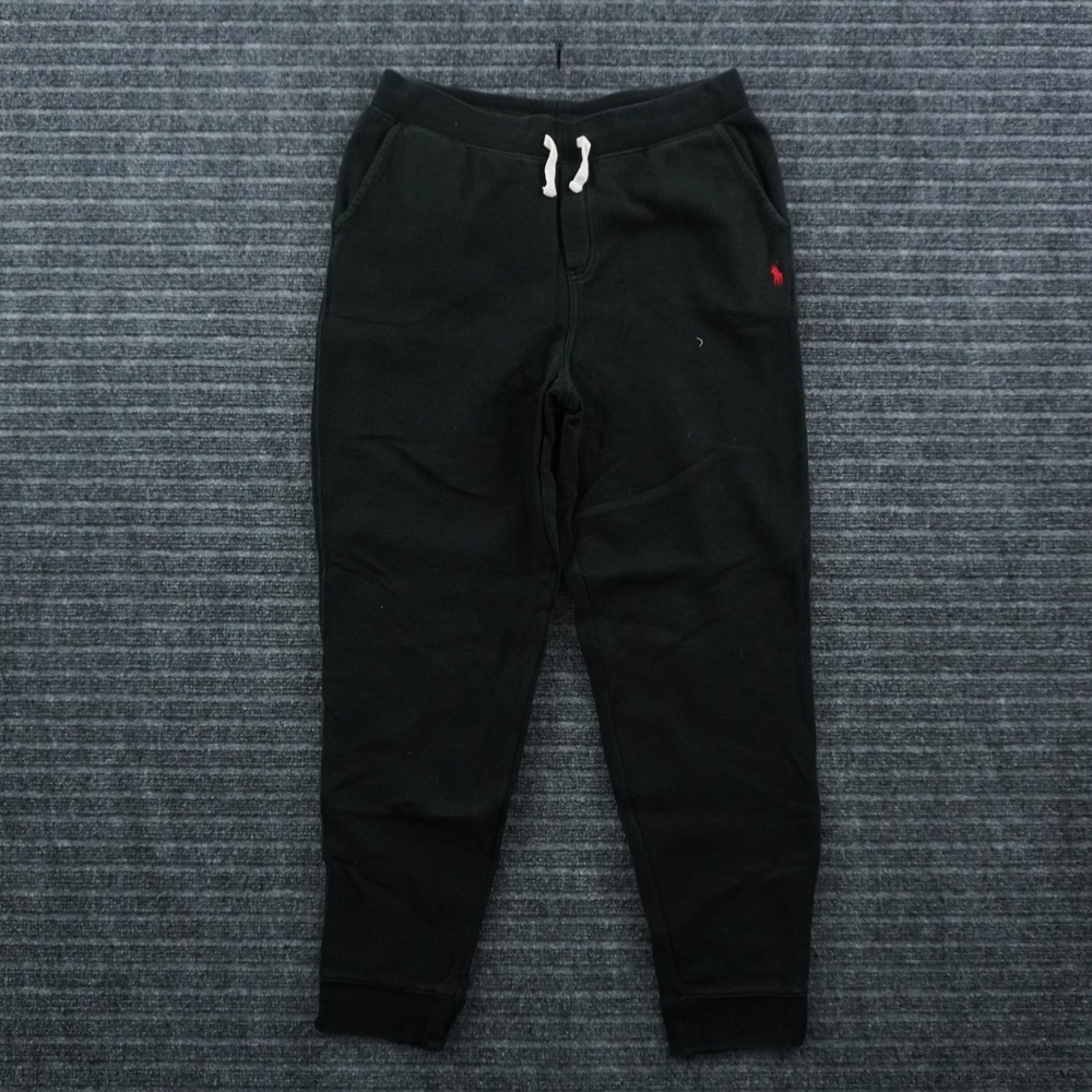 Polo Ralph Lauren Joggers Boys XL 18-20 Black Red Pony Logo Fleece Sweatpants